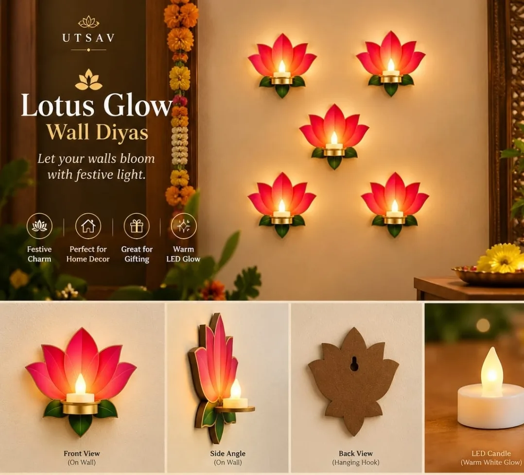 Lotus Wall Diyas Set